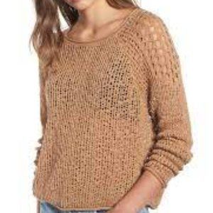 Billa Bong See Ya Soon Camel Brown Open Knit Sweater Size Medium